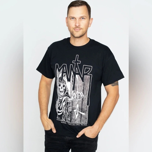 Mantar Praise the Plague Death Will Open The Door Tee in Black and White Size M - Picture 1 of 10